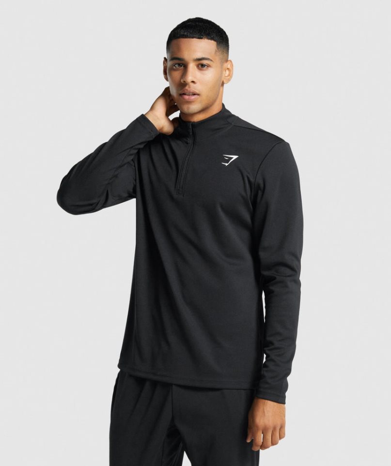 Men\'s Gymshark Arrival 1/4 Zip Sweatshirts Black | CA 16N837